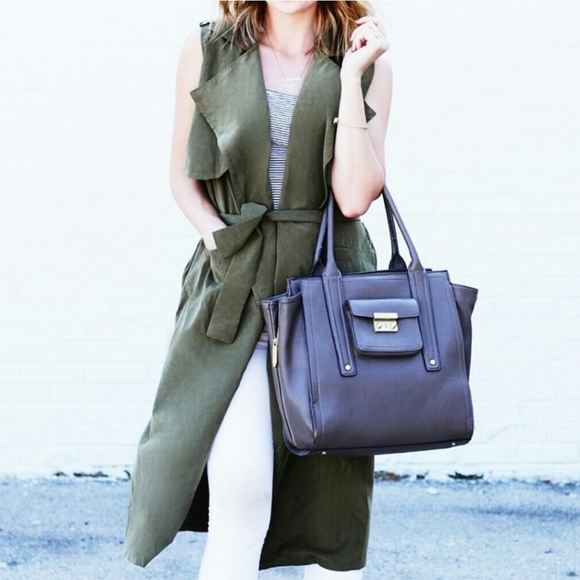 New! Vest Green Vest Trench Green Olive - Picture 2 of 8